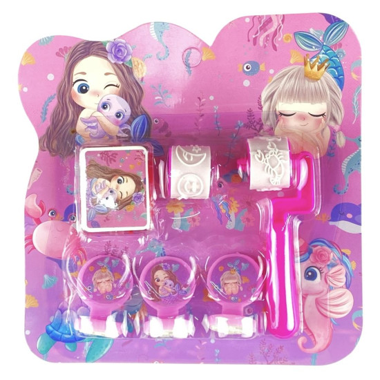 Набір печаток 3шт, штемпельна подушка та ролерний штамп (QL-8818)