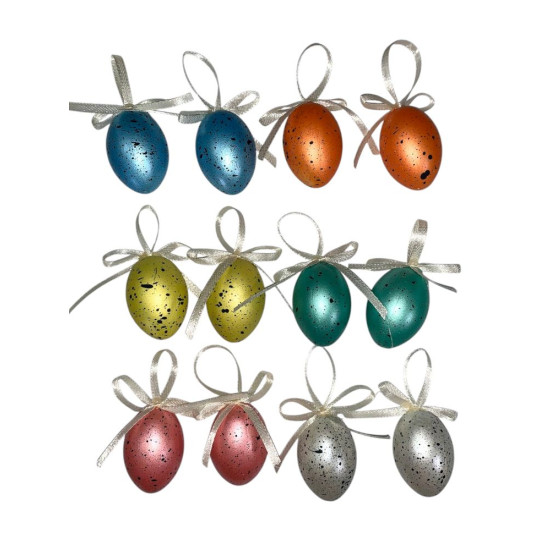 Набір великодніх яєць 4 х 3см "Барвисті"- 12шт з стрічкою (L00146)