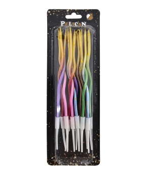 Свічки "Хвилька 12 штук" омбре мікс кольорів  TM Pelican (861232)