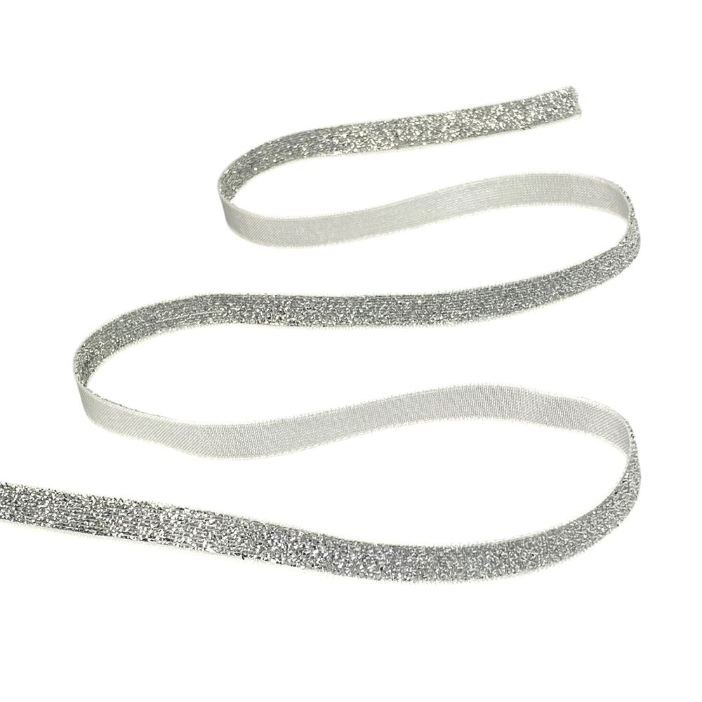 Бархатная лента с люрексом 1,0 см х 50 ярдов Серый Marill (D00710- 11)