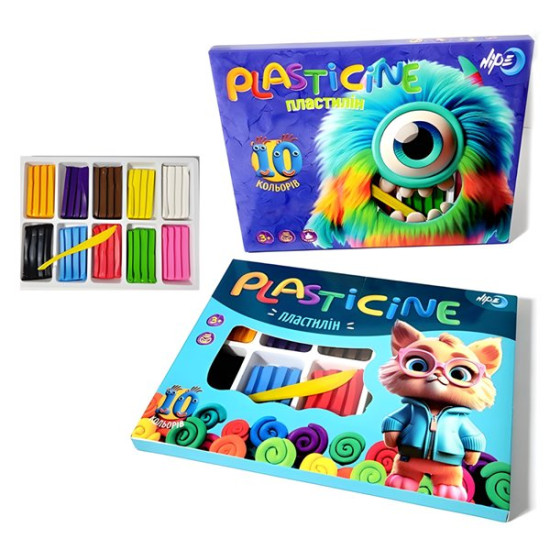 Пластилин, 10 цветов, 200г, со стеком (832482)