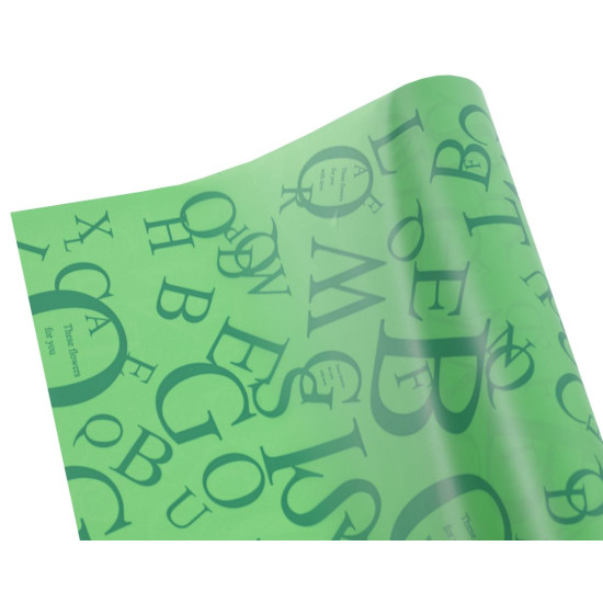 Плівка зелена  матова для квітів. 47мик. 0,7х10м,   Літери (PM1514)