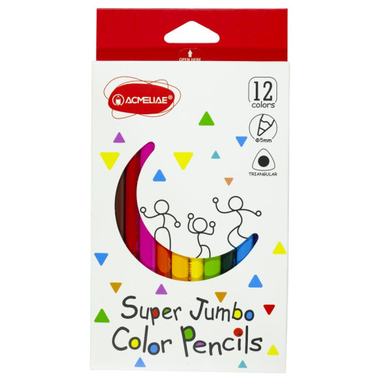 Набор карандашей "Acmeliae" 12 цв треугольные 5мм  "Super Jumbo" Разноцветный Acmeliae (9404-12)