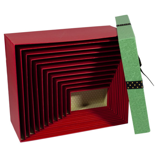 Подарункова коробка 1200-2, прямокутна зелена, 36х30х16/34х28х15/32х26х14/30х24х12/28х22х11/26х20х10/24х18х9/22х18х8/20х14х7/18х12х6/16х10х5/14х8х4cm - 12шт. в наборі (1200-2)