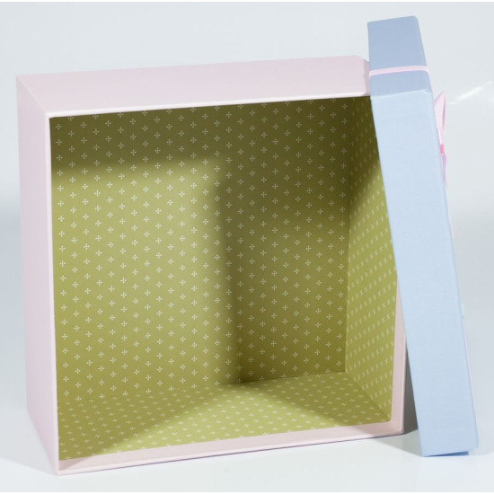 Подарункова коробка JKZ-78, квадратна  блакитна з рожевим, 21х21х10cm/17х17х9/14х14х7cm   3шт. в наборі (JKZ-78)