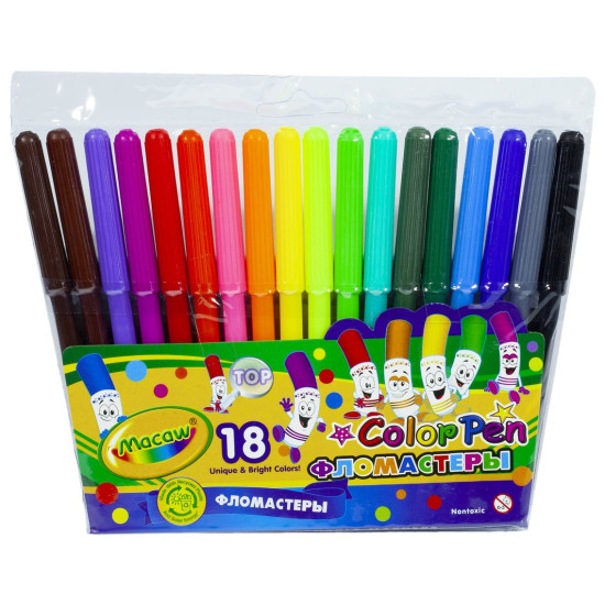 Фломастер MC-1677-18 Macaw 18 кольорів в пластиковій  упаковці (MC-1677-18)