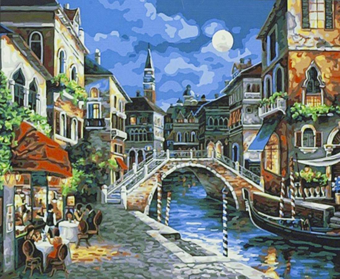 Картина за номерами "Нічне місто" 40 * 50см, крас.-акрил, кисть-3шт. (9426_B)