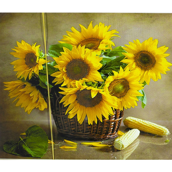 Холст-розмальовка під номерами 40*50см з набором фарб і пензликами 2 шт, з рамкою,  "Соняшники в кошику" (5233Y_O)