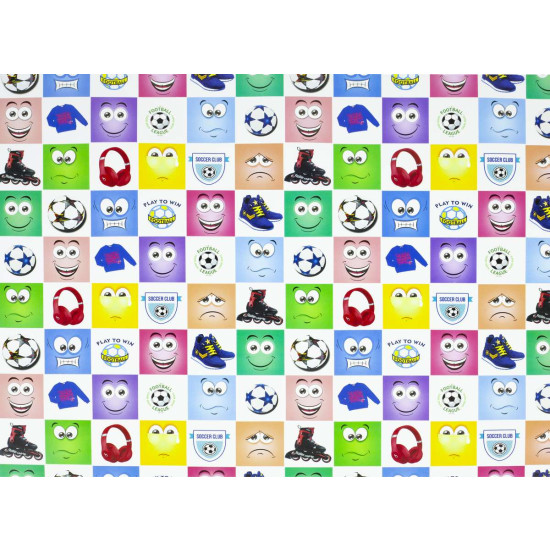 Папір подарунковий  крейдований 80г.  спорт - смайл, 1000х700  -10 аркушів (PVM10-111)