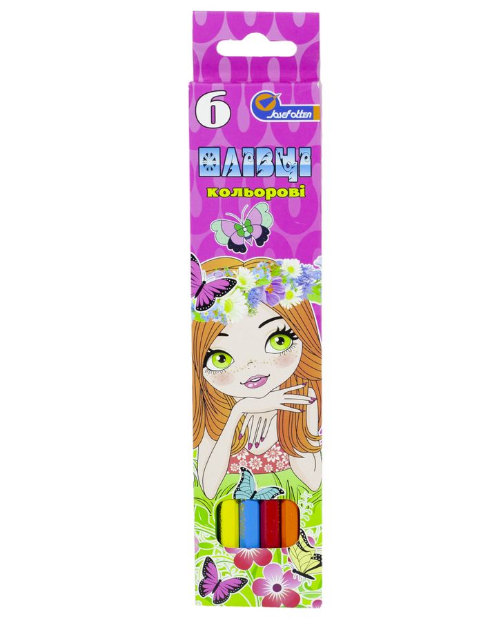 Олівці пластик. "Дівчинка у віночку" 6 кол., В картоні, європ. J. Otten (1051CV-6)