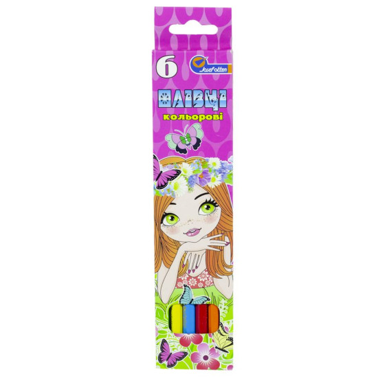 Олівці пластик. "Дівчинка у віночку" 6 кол., В картоні, європ. J. Otten (1051CV-6)