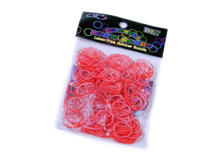 Набір резинок для плетіння браслетів,  дворівневі червоно-білі,  200шт./уп (Нт 118.5)