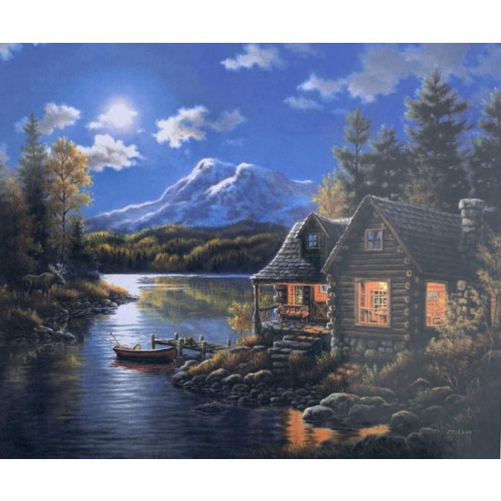 Картина за номерами "Будиночок біля озера" 40 * 50см,  OPP , крас.-акрил, кисть-3шт. (6132OTG_O)