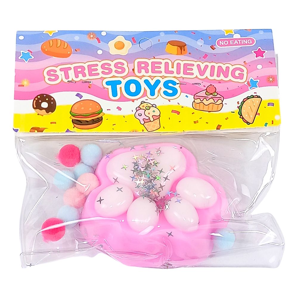 Таба сквіш антистрес лапка з блискітками рожева (712240 pink)