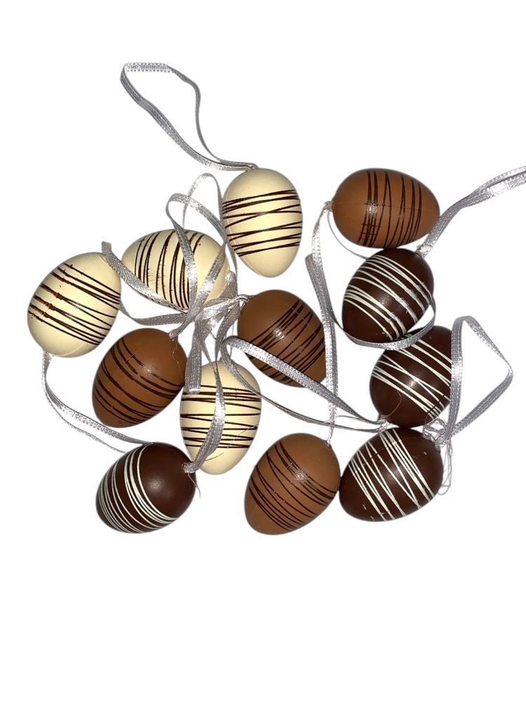 Набір великодніх яєць 4 х 3см "Chocolate" - 12шт з стрічкою (L00170)