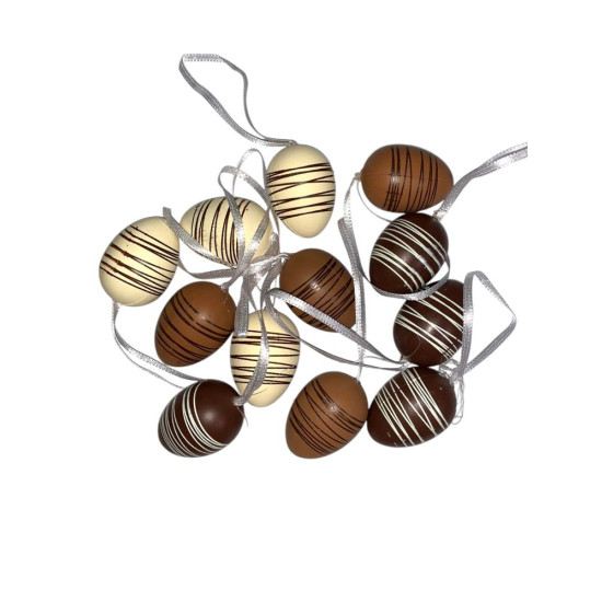 Набір великодніх яєць 4 х 3см "Chocolate" - 12шт з стрічкою (L00170)