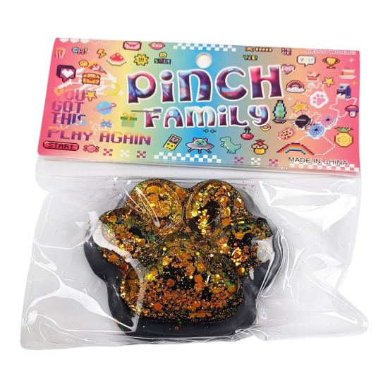 Таба сквіш антистрес  7см Лапка чорна+яскраве золото (712246 bright gold)