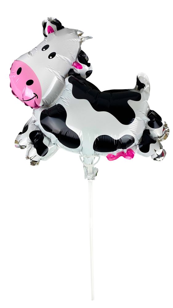 Кулька надувна фольгована mini Myler, Корівка + палиця пластикова 30см (BP10840/MN020)