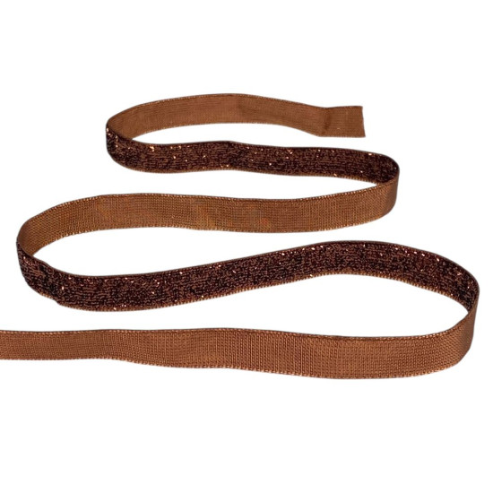 Бархатная лента с люрексом 1,0 см х 50 ярдов Коричневый Marill (D00710- 14)