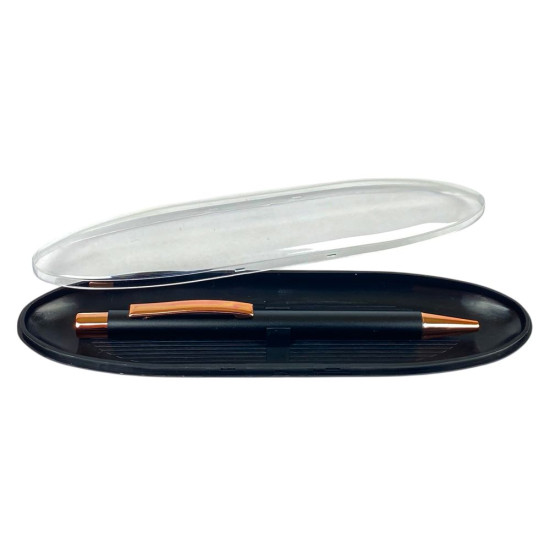 Ручка шариковая A PLUS, корпус металлический в пластиковом футляре, черная (A-924(947))