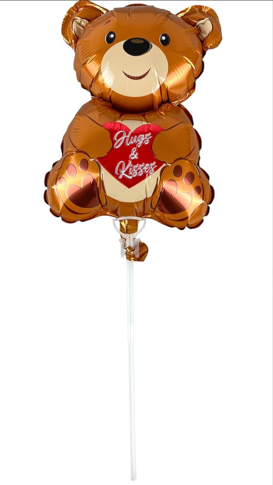 Кулька надувна фольгована mini Myler, Ведмідь коричневий + палиця пластикова 30см (BP10842/MN028)