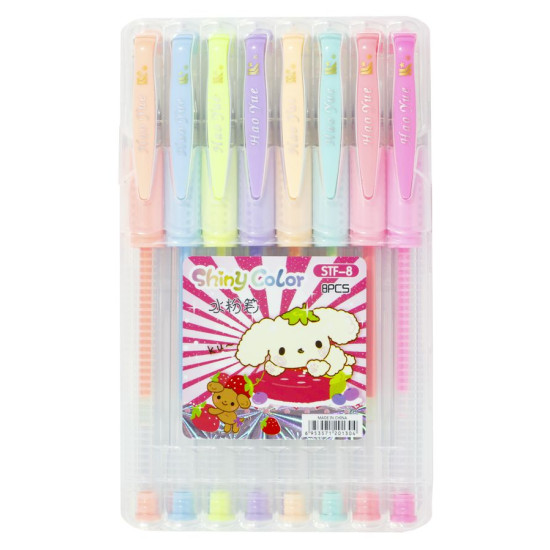 Ручка STF-8  гелева в наборі - 8 кольорів, в пластиковій коробці (STF-8)