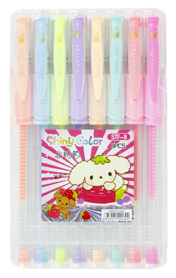 Ручка STF-8  гелева в наборі - 8 кольорів, в пластиковій коробці (STF-8)