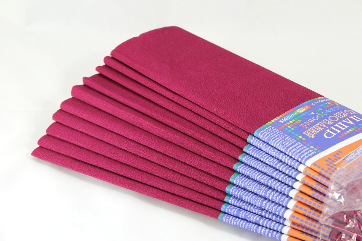 Креп-бумага 100%, 50х200см, 20г/м2 -  бордовая, KR110-8002 (KR110-8002)