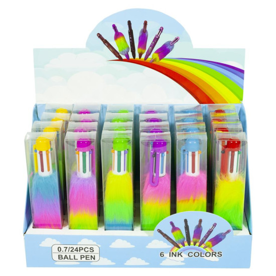 Ручка шарик дет 6 цв."Мех", в инд уп-ке, 0,7мм, 0560-6 (0560-6)