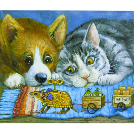 Картина за номерами "Щеня, кошеня і іграшка" 40 * 50см, крас.-акрил, кисть-3шт (3466)