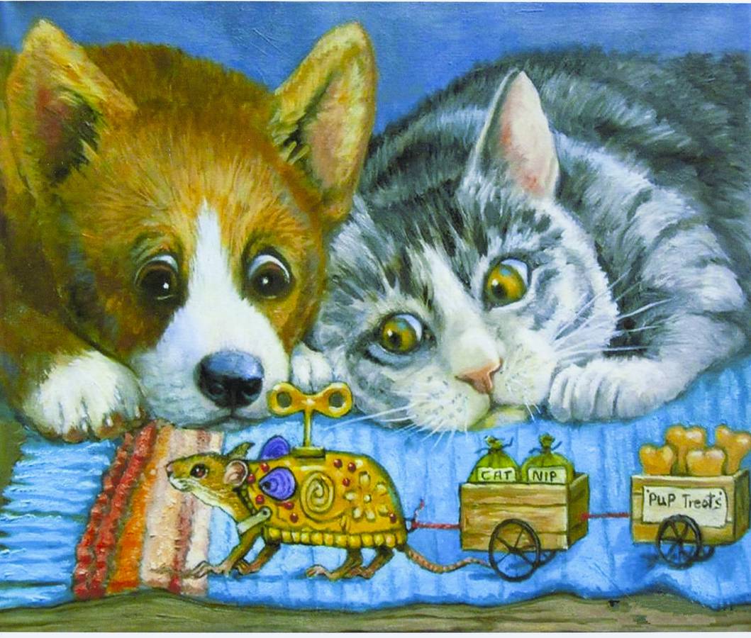 Картина за номерами "Щеня, кошеня і іграшка" 40 * 50см, крас.-акрил, кисть-3шт (3466)