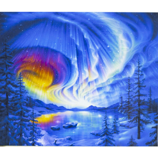 Холст-розмальовка під номерами 40*50см з набором фарб і пензликами 2 шт, з рамкою,  "Північне сяйво" (3272RA_O)