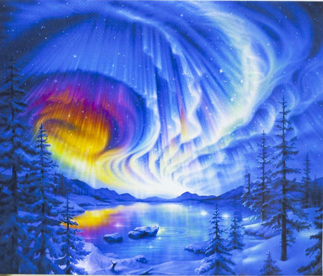 Холст-розмальовка під номерами 40*50см з набором фарб і пензликами 2 шт, з рамкою,  "Північне сяйво" (3272RA_O)