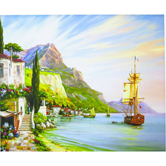 Картина за номерами "Корабель біля берега" 40 * 50см, крас.-акрил, кисть-3шт. (3091)