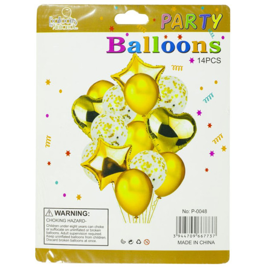 Набір повітряних кульок золотий (упаковка 14 шт) (P-0048 золото)