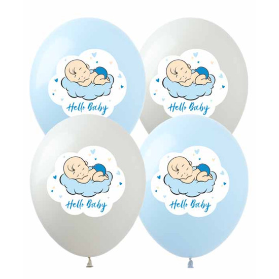 Кульки Pelican 12' (30 см)  "Hello, Bady (Хлопчик)"" 5-стор., 10шт/уп Різнокольоровий Pelican (828475)