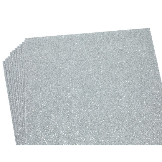Фоаміран 1,7мм з глітером,  10 аркушів 20х30 - срібло (самоклейка) (17GLKA4-016)
