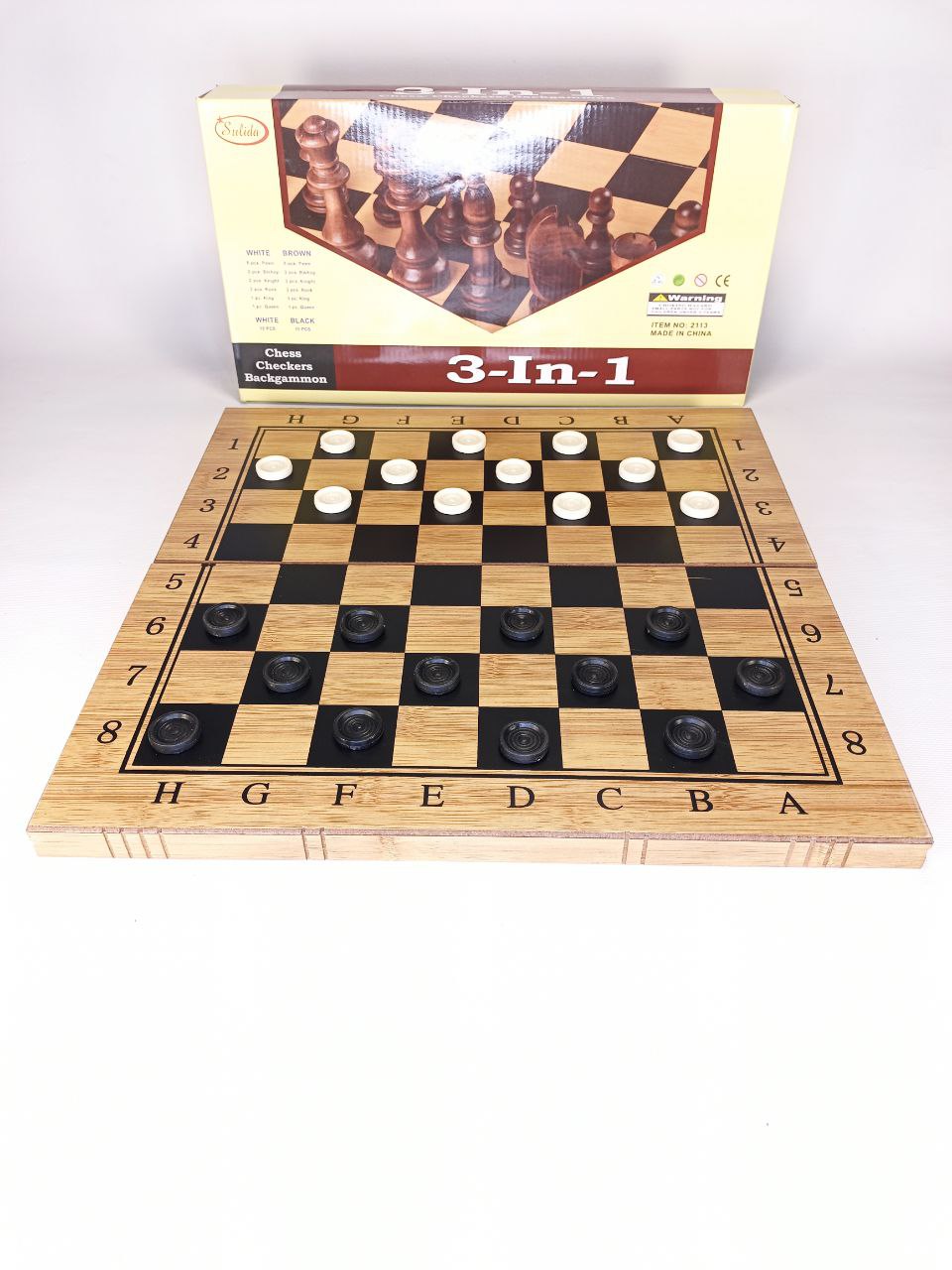 Гра настільна -3 в 1-"Шахи,шашки,нарди"бамбук 39см (8268-39)