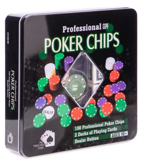 Покерний набір з номіналом на 100 фішок у металевій  коробці Unison (100-L)