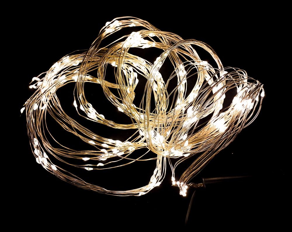 Гірлянда пучок-роса 300LED 10 ліній по 3м, USB статичний режим,  білий теплий Без бренду (1923-07U)