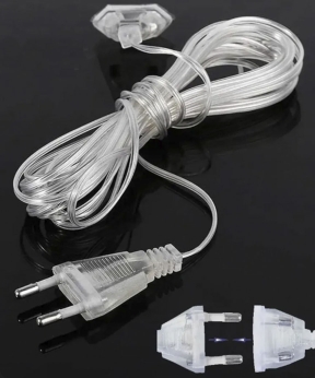 Подовжувач для гірлянди 5м,  прозорий дріт (1599-05)