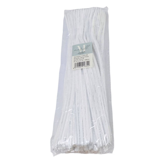 Синельний дріт, 300 х 6мм, білий, 100 шт (C30148 white -A-024/T01)