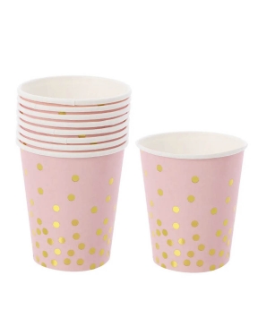 Стаканчики  паперові TM Pelican   "Рожеві з золотим горошком" -  10шт (871409)