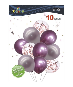 Набір з 10 латексних кульок "Вишуканий рожевий" хром, Pelican (837408)