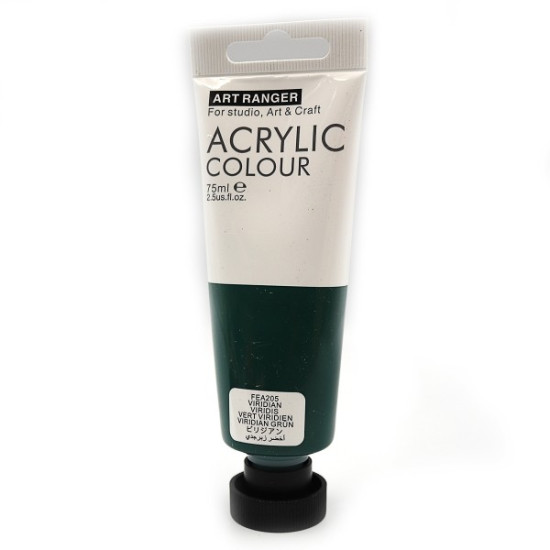 Фарба акрилова "Viridian" в пластиковій тубі 75мл Зелений Art Ranger (205FEA)