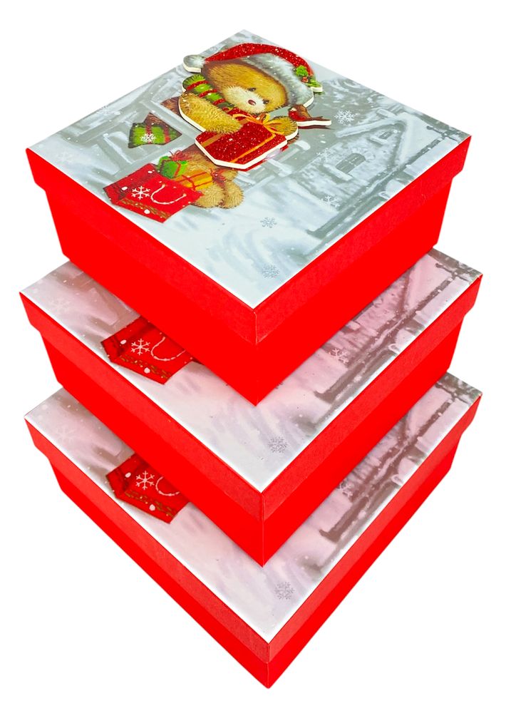 Подарочная новогодняя коробка 28 х 28 х 11см, 3шт/наб (XMS-5L)