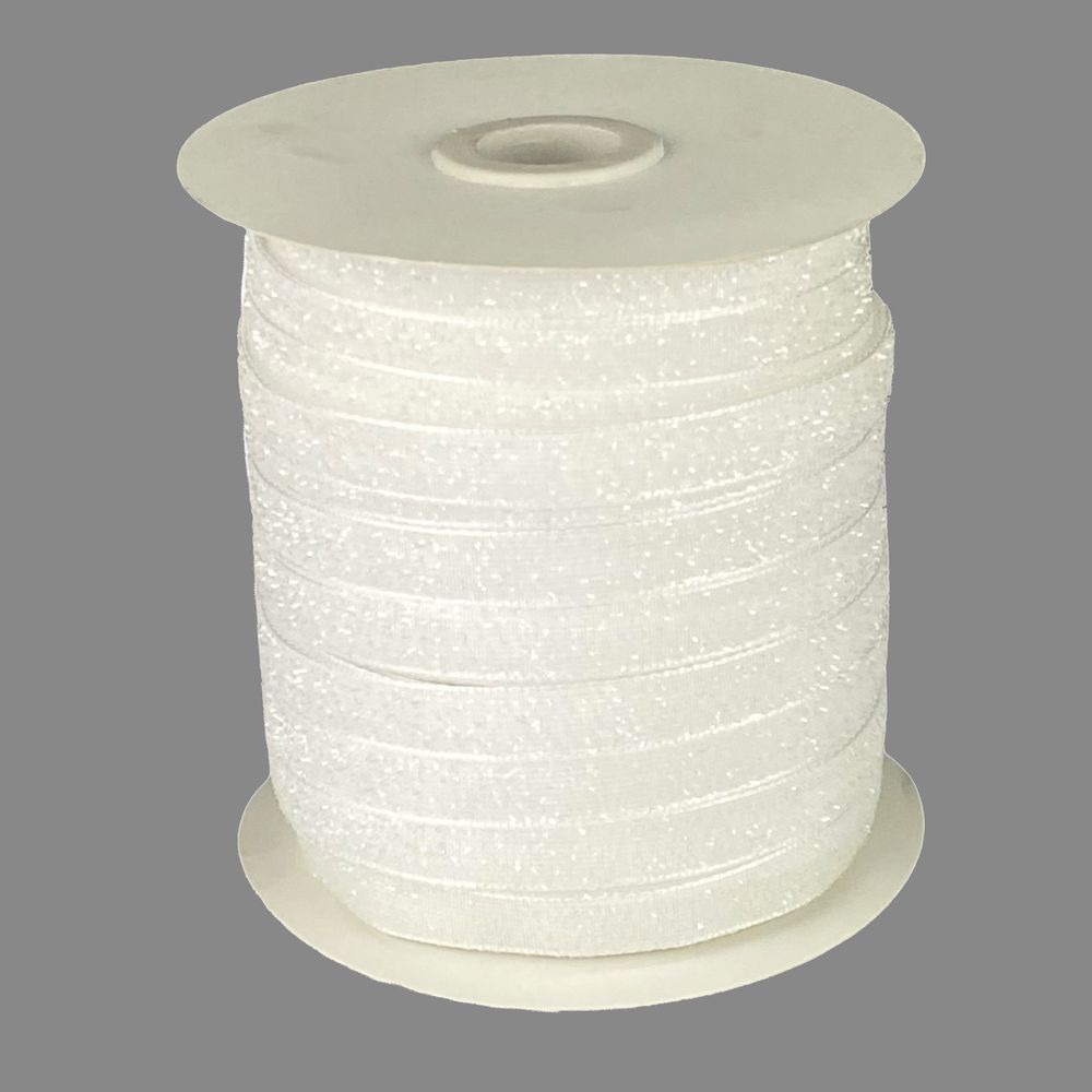 Оксамитова стрічка з люрексом 1,0 см х 50 ярдів Білий Marill (D00710- 07)