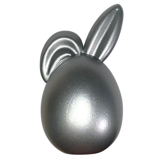 Пасхальне яйце з вухами "Вуханчик" 13 х 7см Срібло (L00159 Silver)