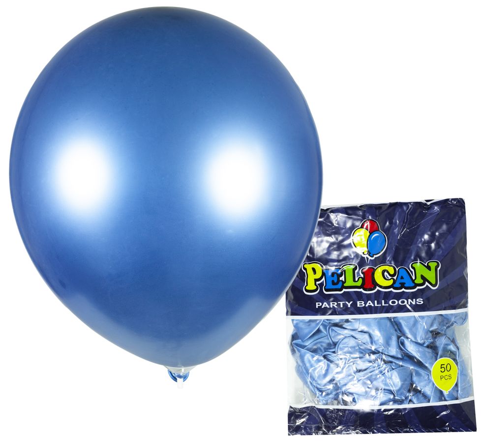 Кульки Pelican 12' (30 см), хром синій, 50шт/уп Синій Pelican (822603/1250-603)