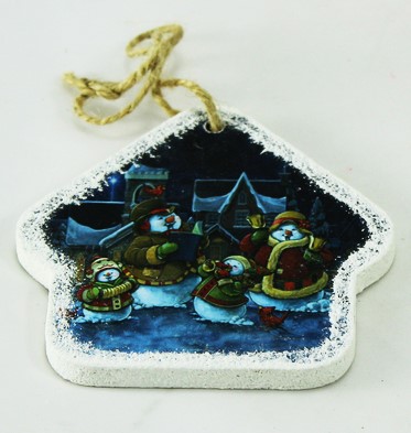 Ялинкова іграшка-листівка з фанерки, будинок без труби (EI-04)